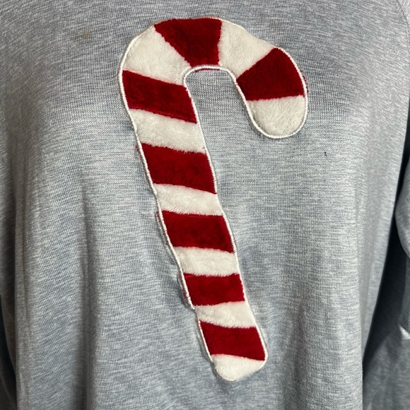 JACLYN INTIMATES Gray Candy Cane Sweatshirt/size M - Picture 4 of 7